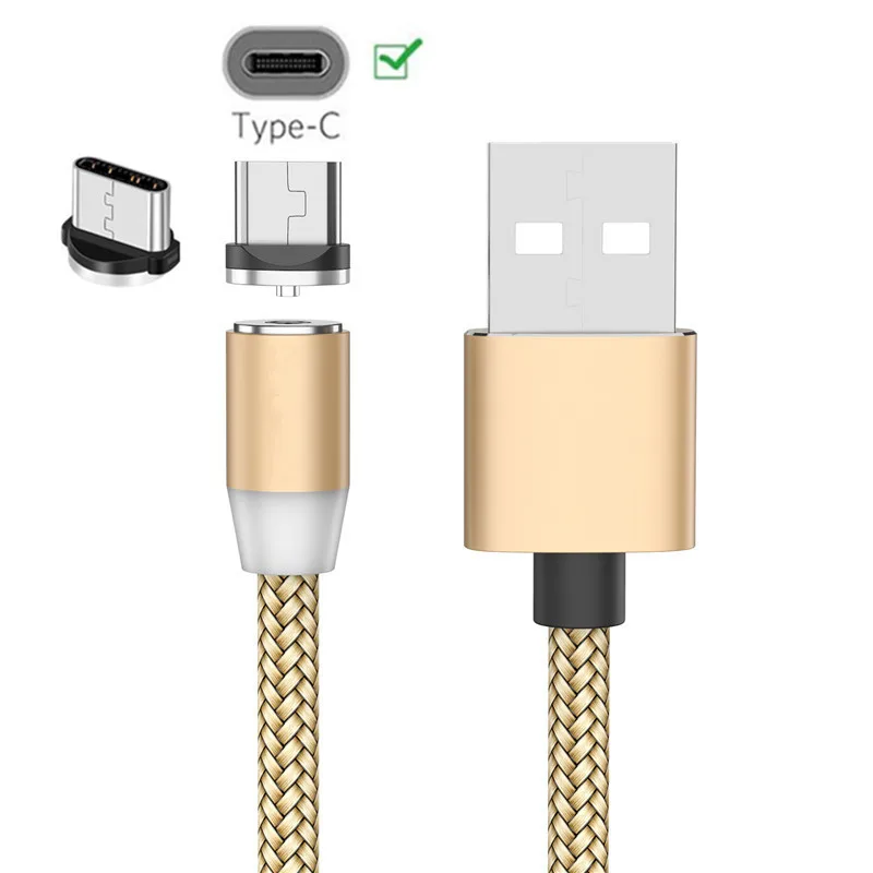 Only Gold 1M Cable Магнитный зарядный кабель USB type C для samsung S8 A50 huawei mate 20 lite P20 Honor 20 zte Axon 10 9 Pro быстрое зарядное устройство для телефона - Тип штекера: Only Gold 1M Cable