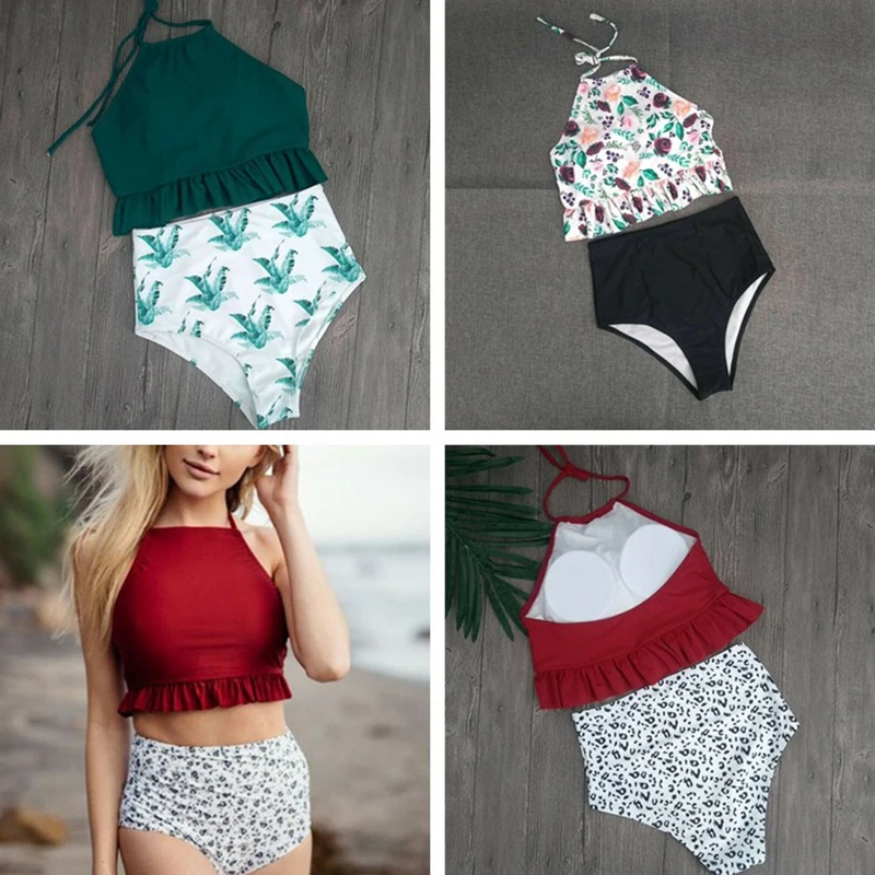 Пляжная одежда с высокой талией для плавания Новинка лета 2019 купальник