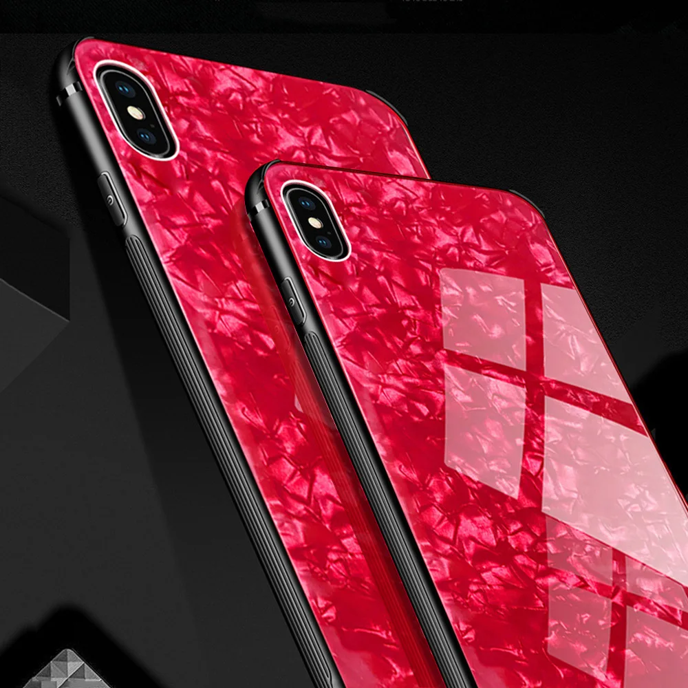 Shining Glossy Dream Tempered Glass Case For iPhone X XR XS Max Soft Silicone + Hard Cover 7 8 6 6s Plus Back |