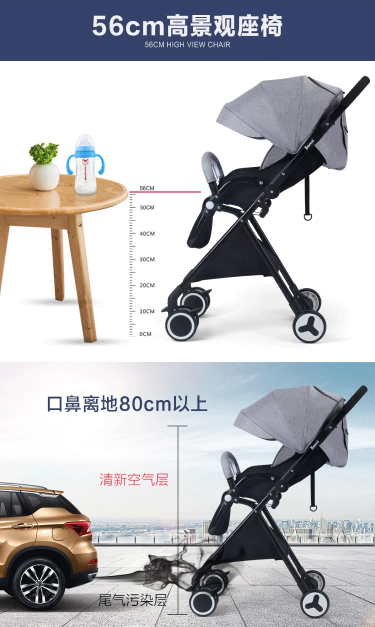 7KG Adjustable Luxury Two way Baby Stroller Portable High Landscape Reversible Pink Stroller Hot Mom Stroller Travel Pram