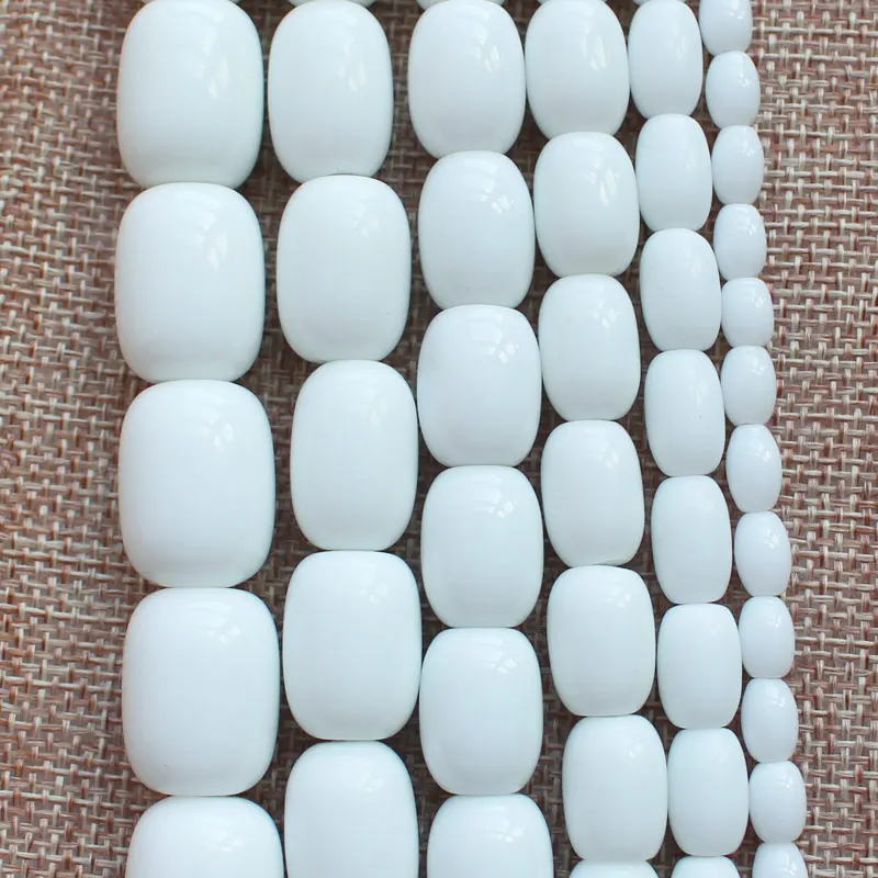 

8x12mm,--15x20mm smooth White porcelain Agates Drum bead barrel Loose Beads 15"