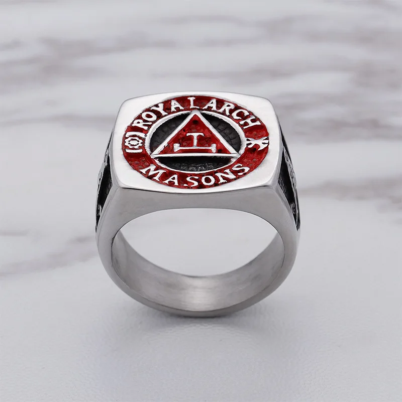 Masonic Freemasonry Signet Ring Punk Titanium Stainless Steel Square AG Rings Men Rock Jewelry |