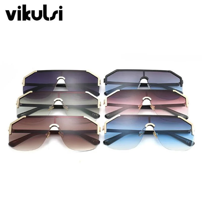 

Luxury Oversized Square Sunglasses Women Flat lens Rimless Sun Glasses Female UV400 Vintage Original Fashion Unisex Men Glasses