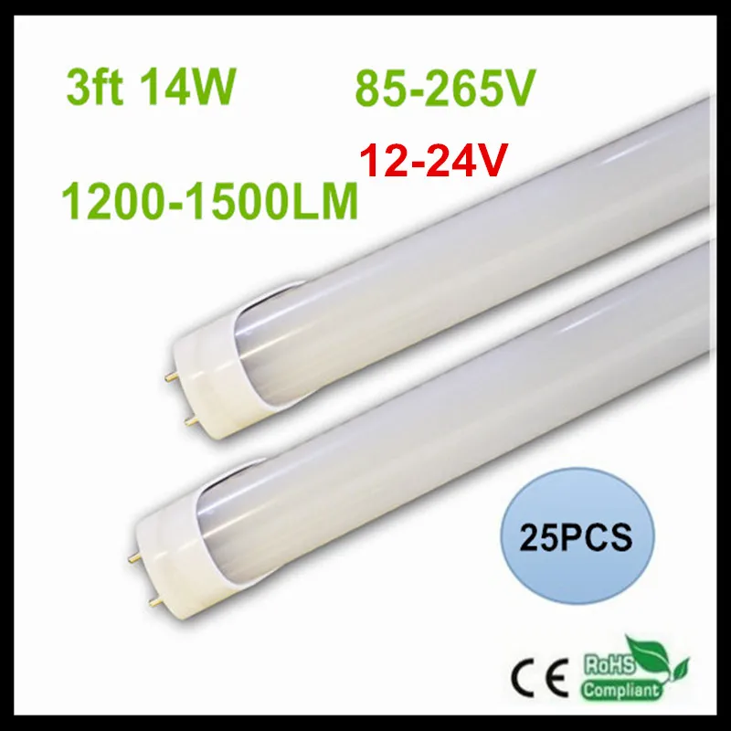 Светодиодные трубки T8 0 9 м 3 фута 14 Вт AC85V 265V 12 В 24 светодиодные лампы 2835SMD Epistar