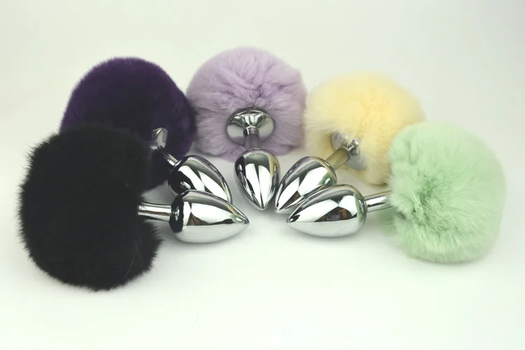 Waterproof Small Size Metal Rabbit Tail Anal Plug bunny 10 Color Butt Booty Beads Stainless Sex products | Красота и здоровье