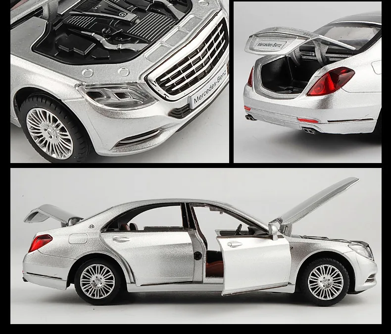 1:32 Maybach S600 литье обратно в металлическая модель автомобиля игрушка высокого моделирования звук и свет 6 двери автомобиля игрушка детский подарок