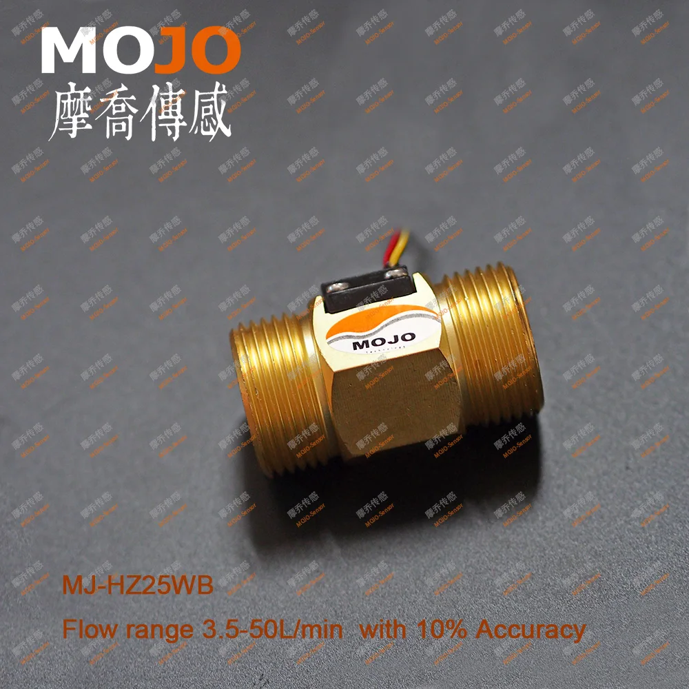 

Flowmeter MJ-HZ25WB (10pcs/lot) G1'' 4-45L/min Water Diesel Brass DN25 Hall Effect Turbine Flow Sensor Meter Turbine