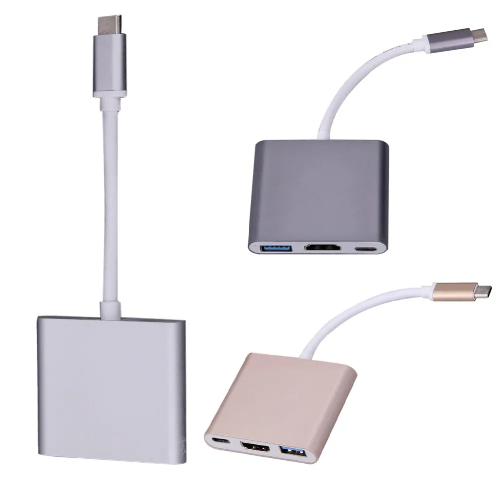 2017 Новый Тип C 3 1 до USB3.0 + HDMI женский многопортовый зарядный адаптер кабель для Apple