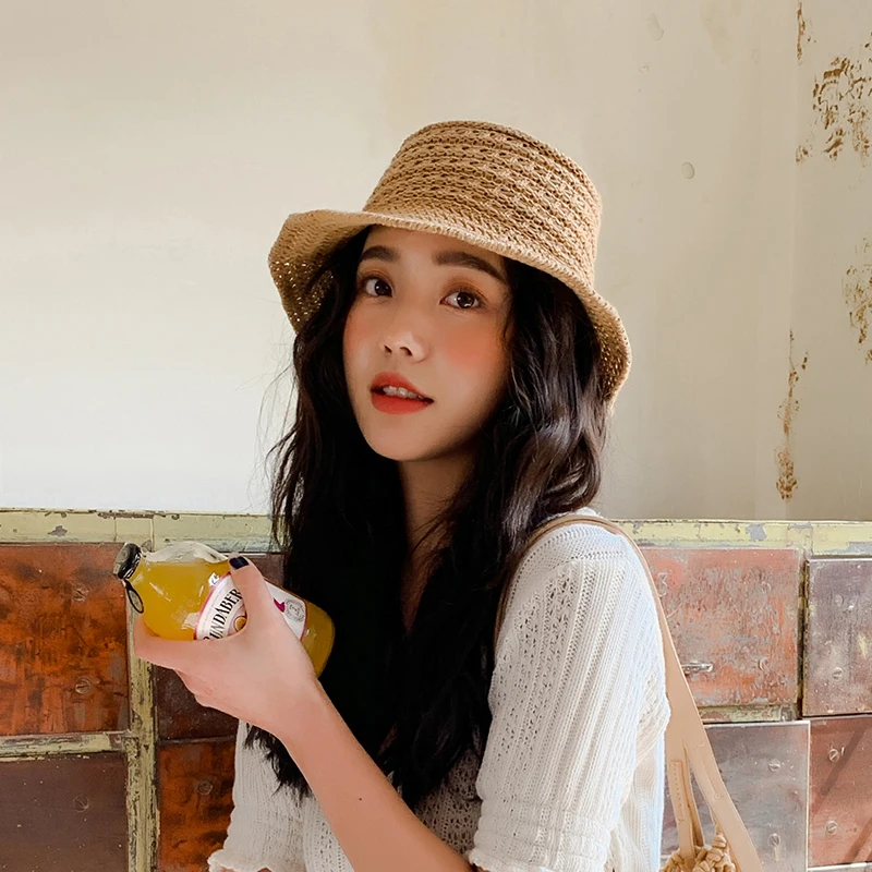 Летние шляпы от солнца Женская мода Девушка соломенная лента для пляжная шляпа с