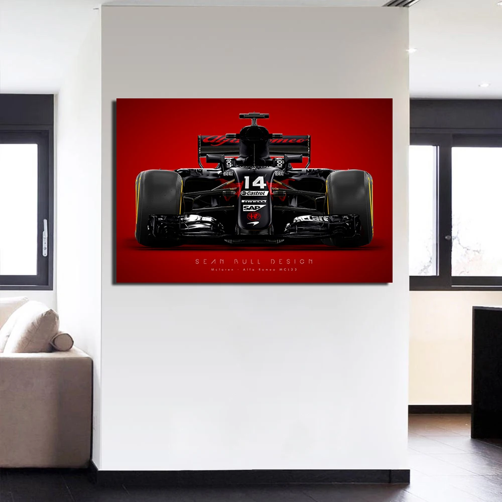 Alfa Romeo F1 гоночный автомобиль постер печать на холсте в рамке подвесная Картина