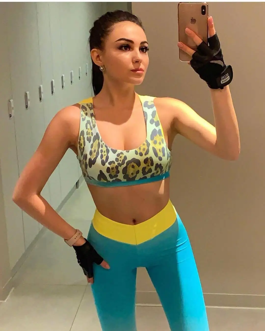 Женская модная сексуальная леопардовая разделенная одежда для йоги спортивный