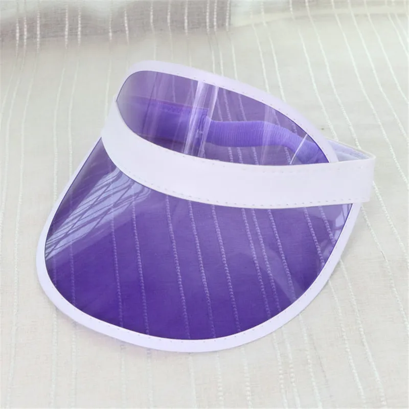 purple Kajeer Новая летняя Унисекс Женская Мужская Солнцезащитная шляпа карамельного цвета прозрачный пустой Топ пластиковый ПВХ Солнцезащитная шляпа козырек шапки велосипедная Солнцезащитная шляпа - Цвет: purple