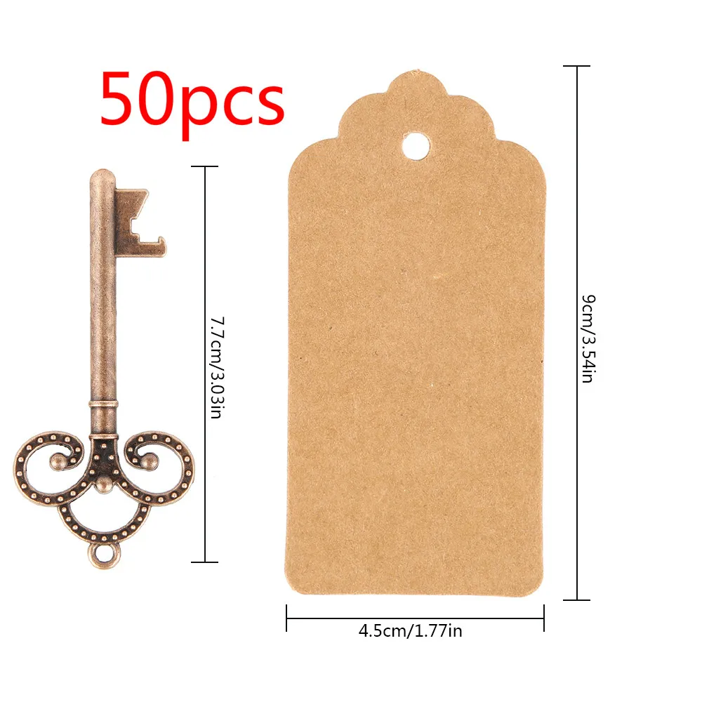 7.8cm x 50pcs 50 шт. Свадебные сувениры Открывалка Для Бутылок Бирки винтажные персонализированные ключ для гостей жениха невесты Подарочные украшения для вечеринки - Цвет: 7.8cm x 50pcs