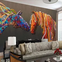 3D Ручная роспись красочная лошадь настенная бумага творческое