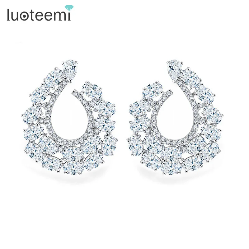 LUOTEEMI Новые Фирменные качественные модные роскошные серьги с кубическим Zironia U