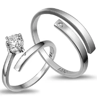 hot sell new super shiny cubic zirconia loverscouple rings 925 sterling silver adjustable size ring jewelry wholesale