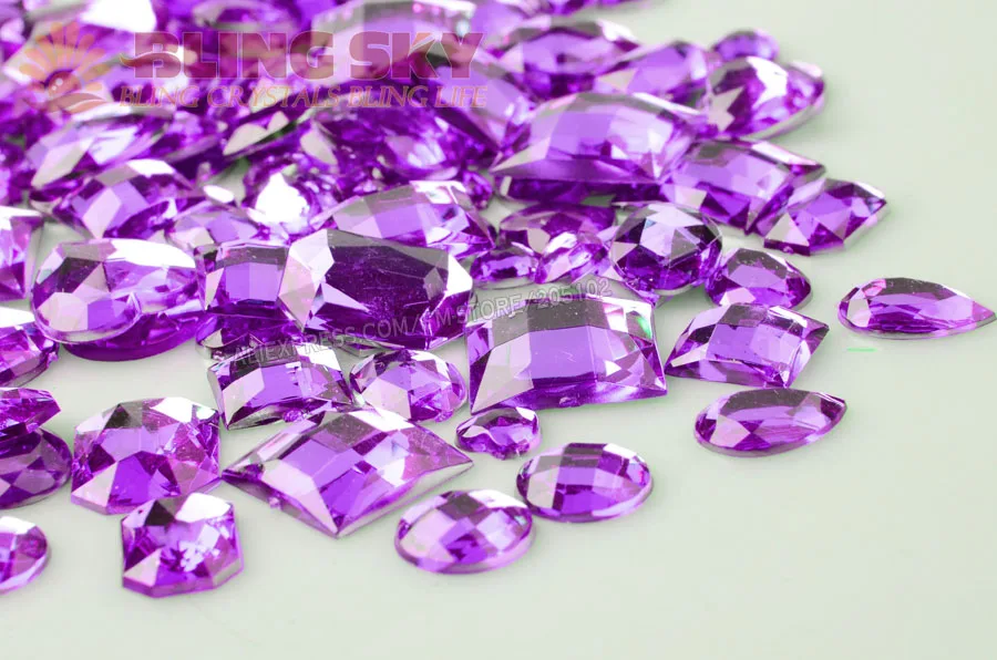 Смешанные размеры формы 100 шт./лот стразы с плоской задней стороной lt Аметист