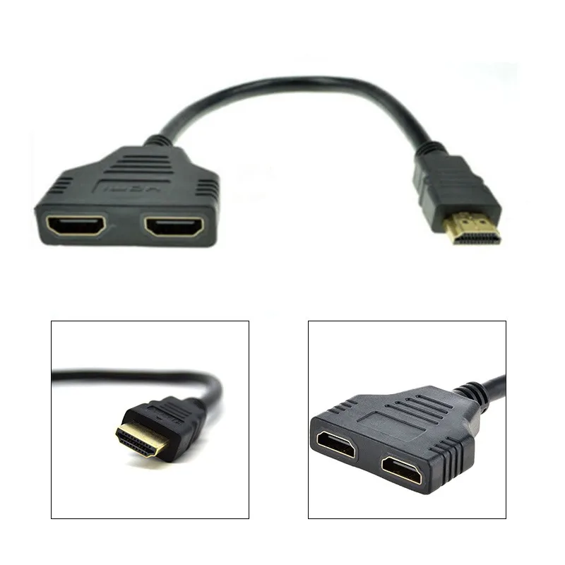 1 шт. 1080P HDMI порт Мужской до 2 Женский 1 в 2 Выход сплиттер кабель адаптер конвертер s0n80 P0.5