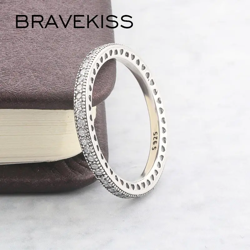 BRAVEKISS модные свадебные повязки 925 стерлингового серебра Вечность Кольца для