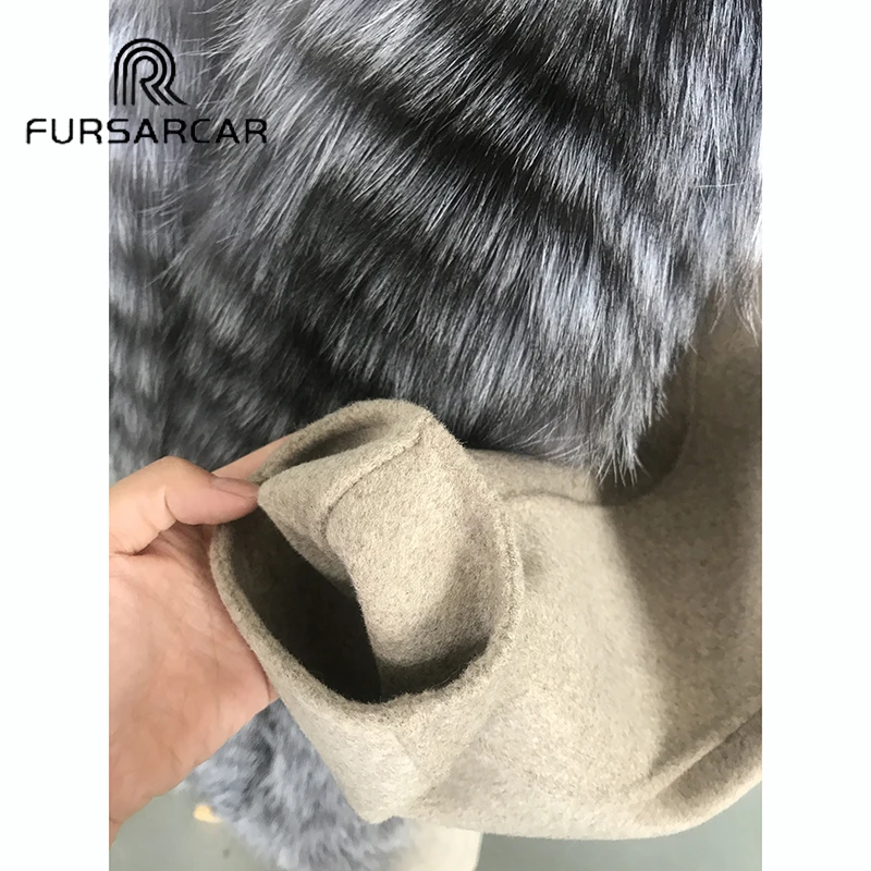 Женское меховое пальто FURSARCAR роскошное зимнее из овечьей шкуры с воротником