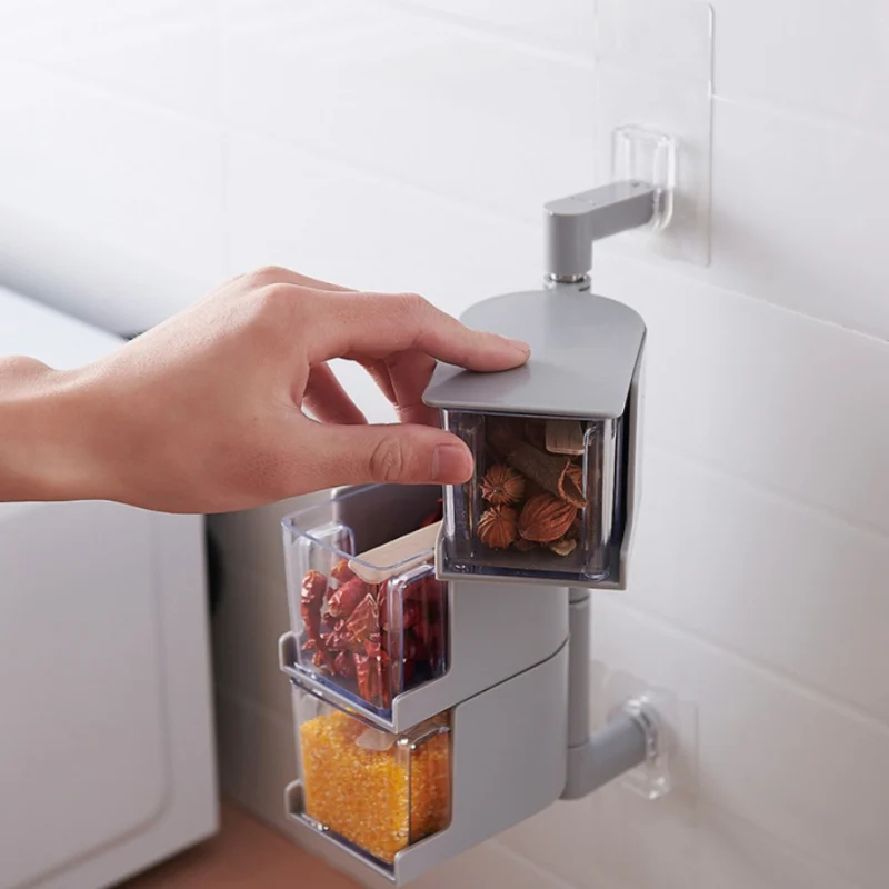 Кухня стены хранения Настенные специи приправы ящик для стойку горшки специй