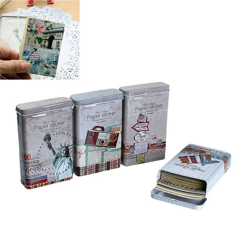 Декоративная бумажная жестяная коробка DIY прямоугольная винтажная случайная