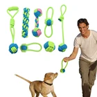 Хлопковая веревка для собак, игрушка для жевания щенков с узлом, игрушки для прорезывания зубов, мяч для чистки домашних питомцев для маленьких, средних и больших собак