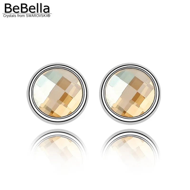 Женские серьги гвоздики BeBella круглые с кристаллами Swarovski 0 8 см рождественские