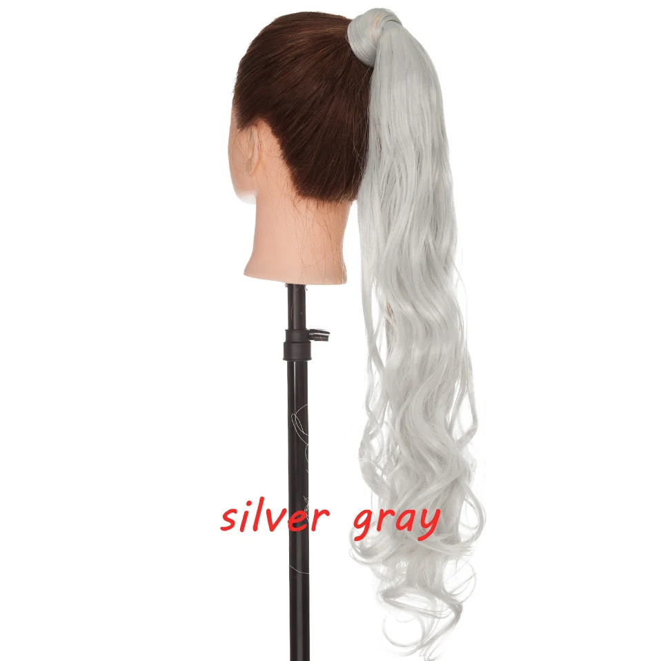 silver gray S-noilite 2" длинные вьющиеся волосы на заколках в хвосте накладные волосы конский хвост шиньон с заколками синтетические волосы конский хвост наращивание волос - Цвет: silver gray