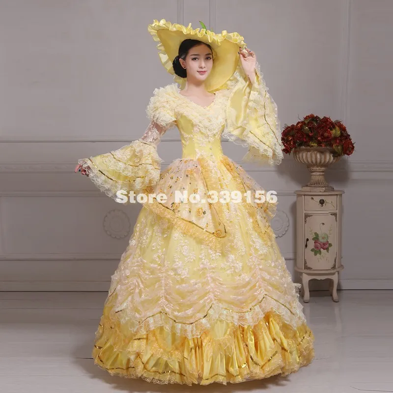 Элегантное желтое платье South Belle викторианская Мария Антуанетта Необычные