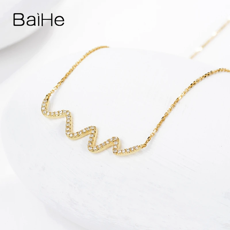 BAIHE однотонные 18K желтое золото 0.18CT H/SI натуральные бриллианты свадебные женские