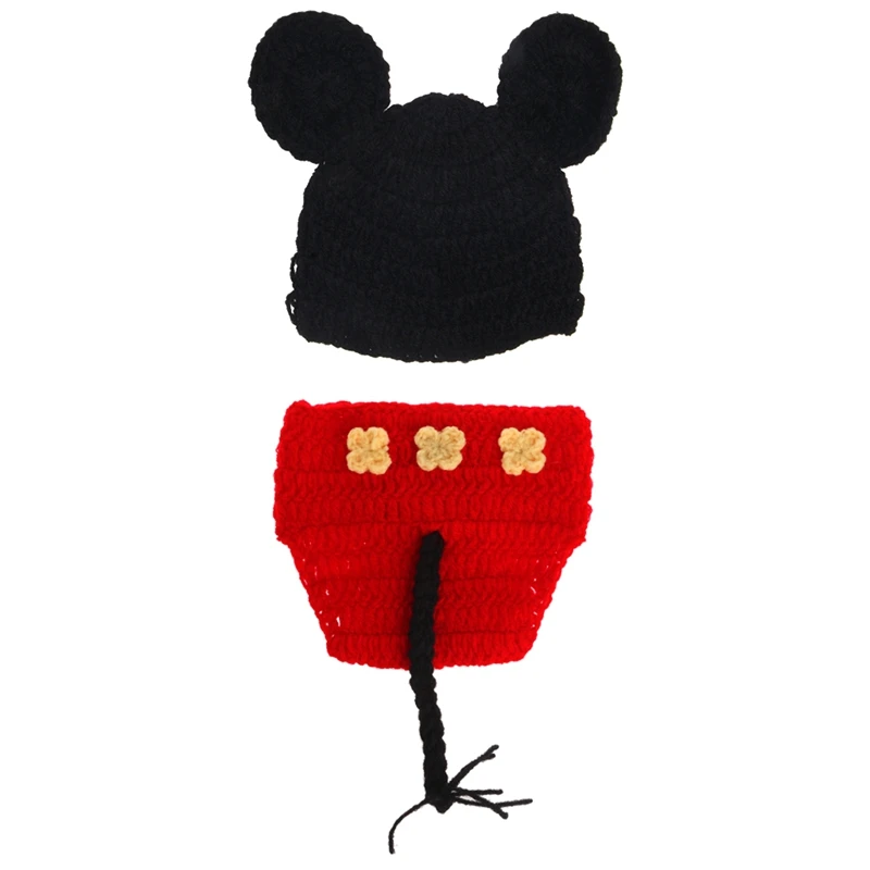 

KLV 2Pcs/set Newborn Baby Girls Boys Crochet Knit Costume Photography Prop Outfits Infant Toddlers Hats Caps