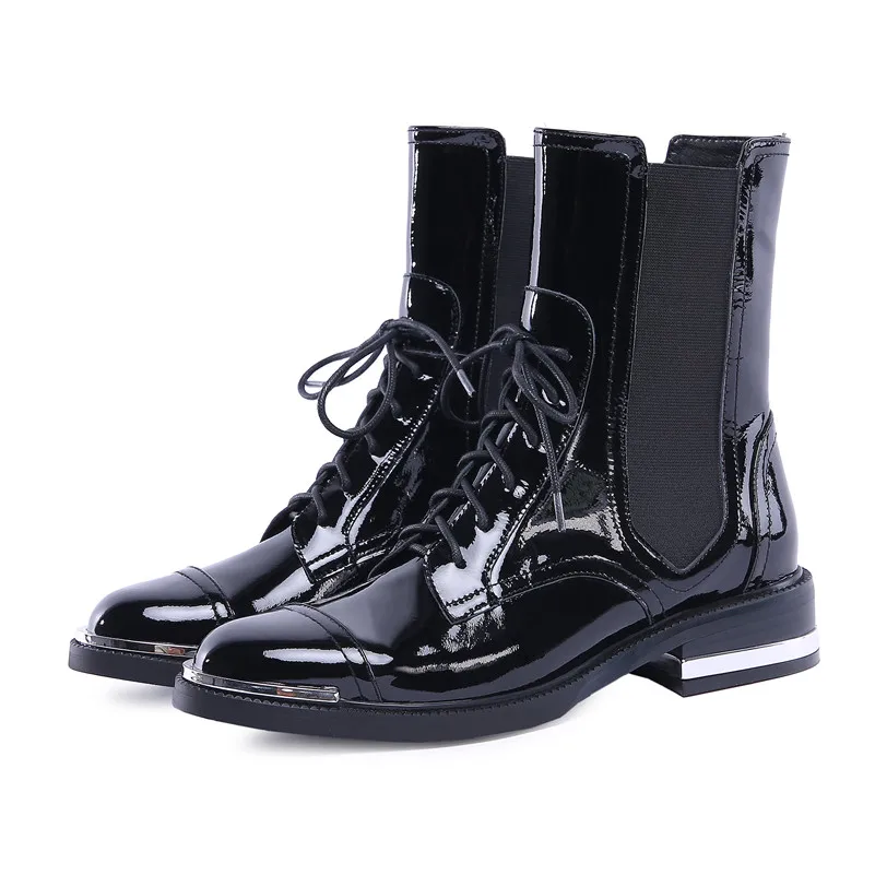 Женские ботильоны с перекрестной шнуровкой FEDONAS Черные из натуральной кожи на