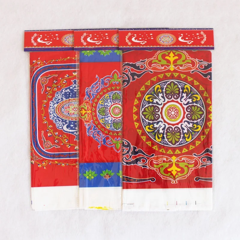 

120pcs Muslim Antependium PE Plastic Table Cloth Id Al Fitr Ramadan Decoration Classical Rectangle Table Cover WB127