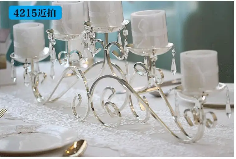 Europe crystal candelabra centerpieces lanterns wedding candlestick decoration metal candle holders for home table decora ZT145B