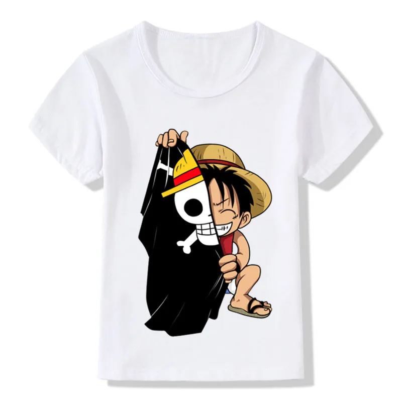 

Детская забавная футболка с аниме Луффи детство летняя детская футболка с коротким рукавом для мальчиков и девочек детская одежда HKP2297
