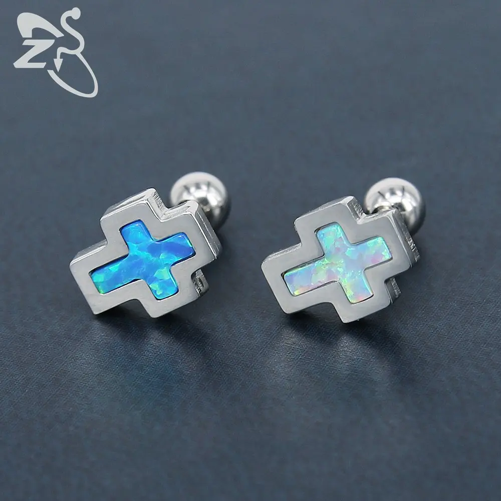 Женские серьги гвоздики из хирургической стали с опалом|boucle d'oreille|stud earringsstone stud