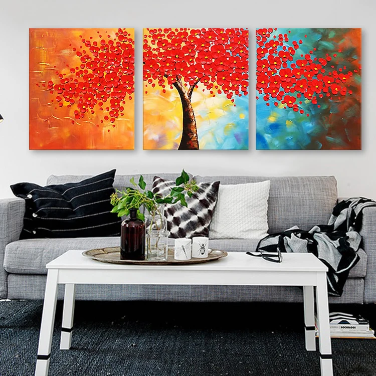 3 шт. панель настенная художественная палитра нож ручная роспись желтый цветок