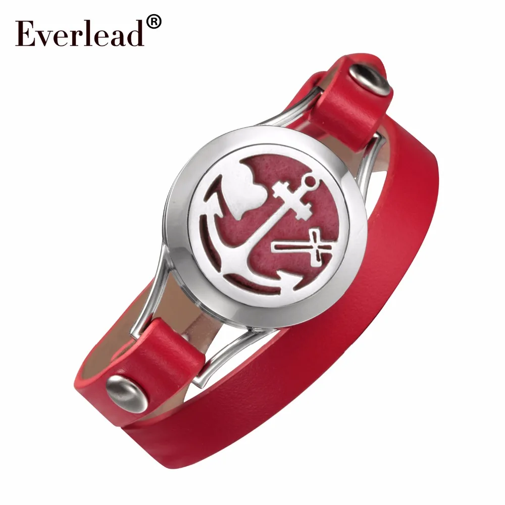 Красный двойной кожаный браслет EVERLEAD с любовным телом сердце якорь медальон День
