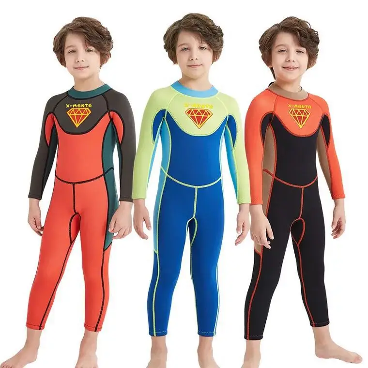 

DIVE&SAIL 2.5MM Neoprene Kids Wetsuits Long Sleeves Diving Suits For Boys Children Rash Guards One piece Swim Snorkeling Suits