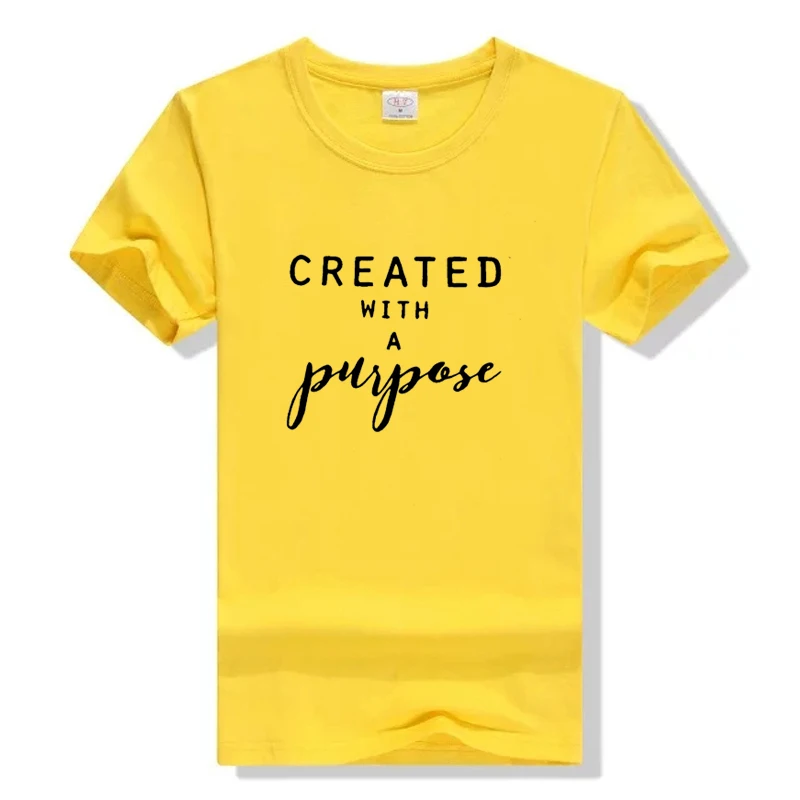 

Created With A Purpose Letters Women T Shirt Christian Shirt Woman Faith Tshirt Short Sleeve Causal Cotton Tops Plus Size Shirts