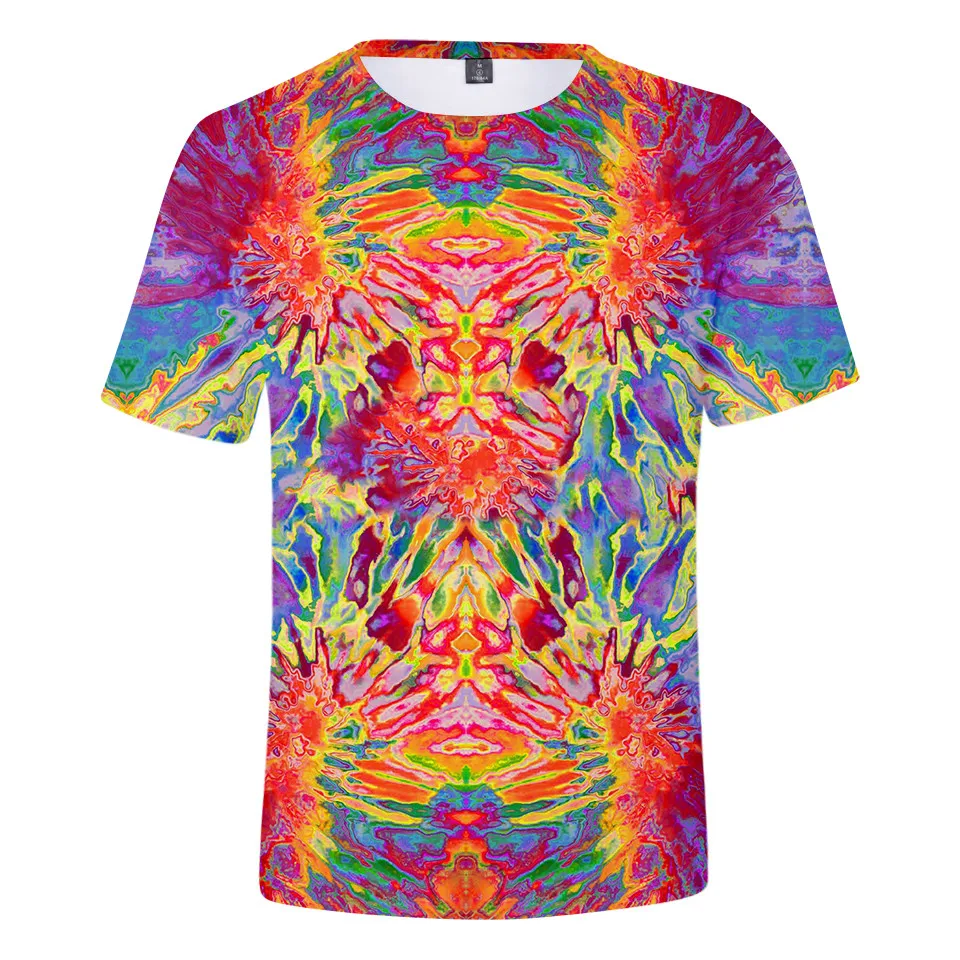 Красочная футболка с принтом Tie Dye топы 3d летняя женская и Мужская модная коротким