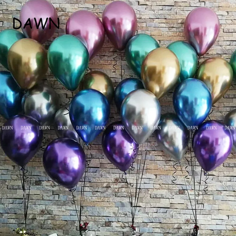 Новинка 10 шт./лот блестящие металлические жемчужные латексные шары толстые