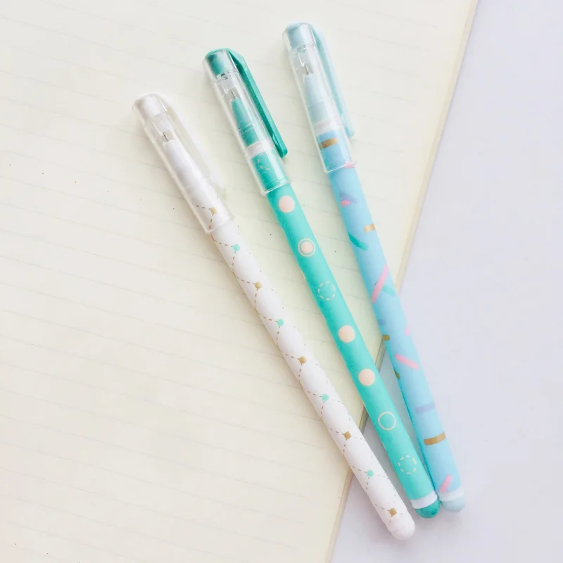 3X простой горошек Пастель гелевая ручка роллер ручка школьные канцелярские принадлежности 0,5 мм черные чернила