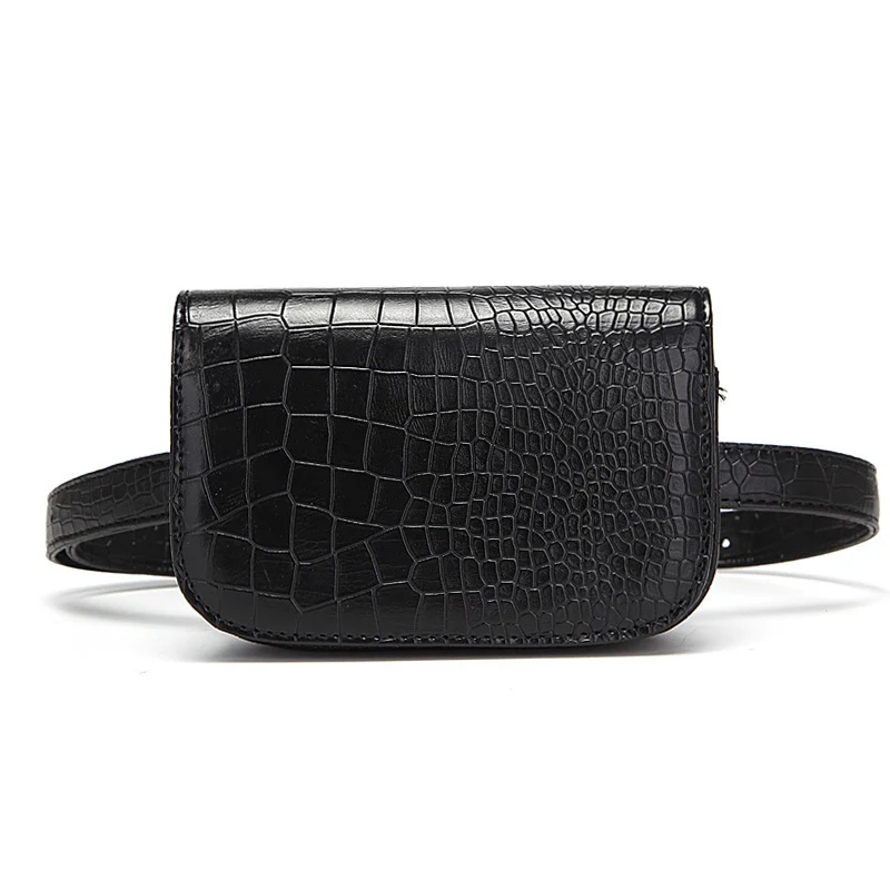 Black Waist Pack ZDARLBO крокодиловый узор PU женская сумка через плечо на талии Bananka Женская поясная сумка квадратная поясная сумка удобная нагрудная сумка - Цвет: Black Waist Pack
