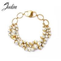 joolim popular bridesmaid layered simulated pearl necklace statement choker necklace factory supply