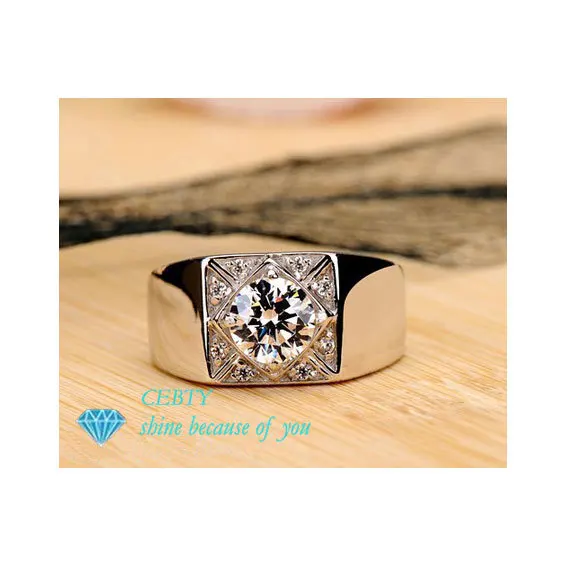 Luxury Quality NSCD Synthetic Diamond Mens Engagement Ring Rings For Men Sterling Silver | Украшения и аксессуары