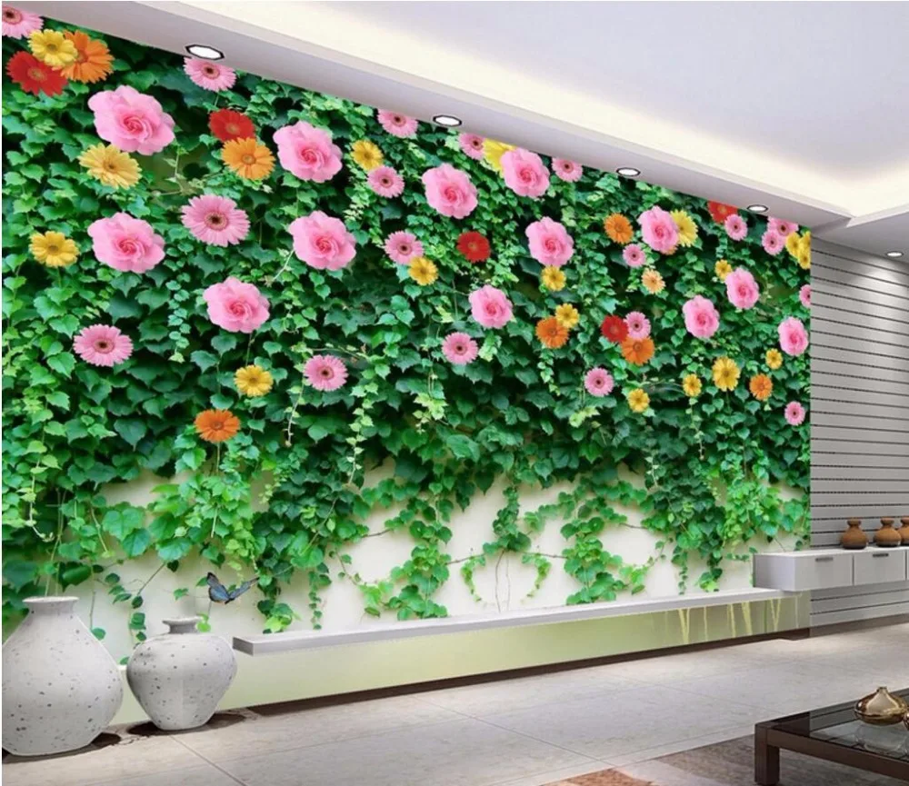 

Custom photo designs 3d wall murals wallpaper picture The rose flower vine landscape decor painting wallpapers for living room