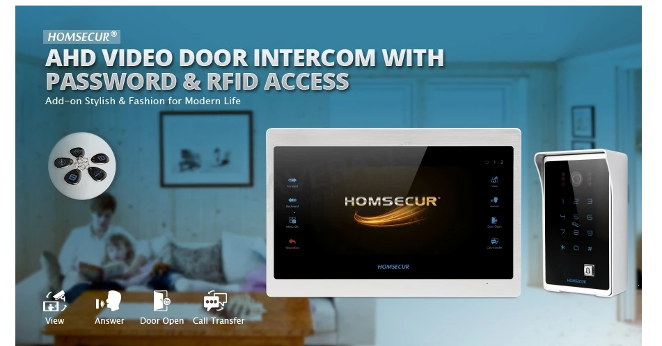 HOMSECUR(BM701HD-S+ BC081HD) " проводной AHD видео домофон телефонный звонок Система с детектором движения BM701HD-S+ BC081HD