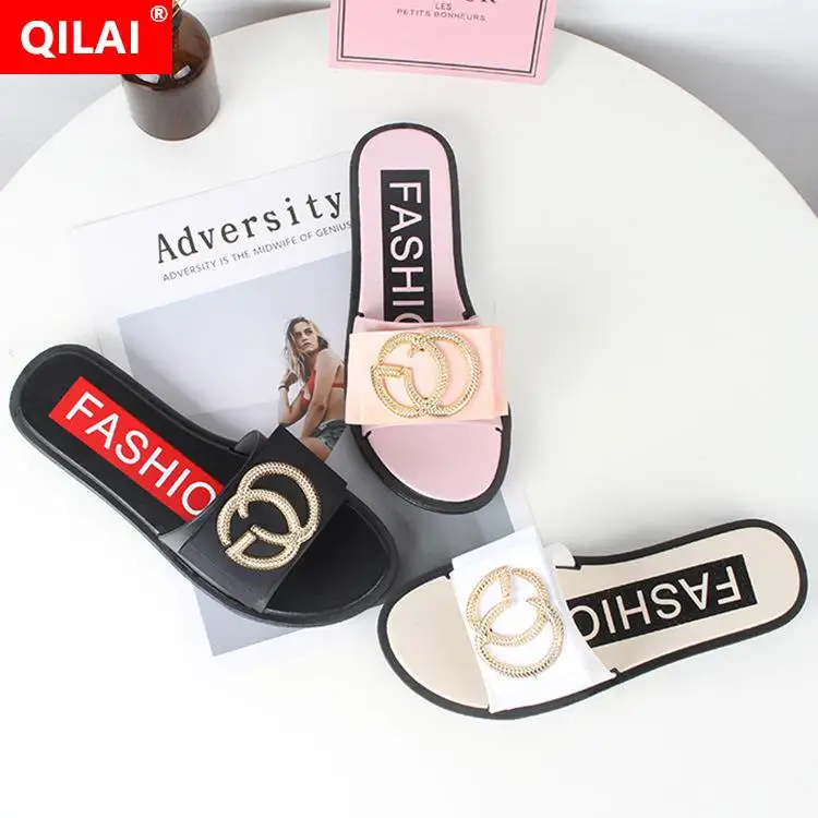 Женская Обувь Сланцы Сандалии Мода 2018 Брендовые женские домашние тапочки